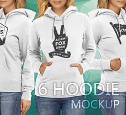 6款女性卫衣图案展示模型：6 Hoodie Mockup